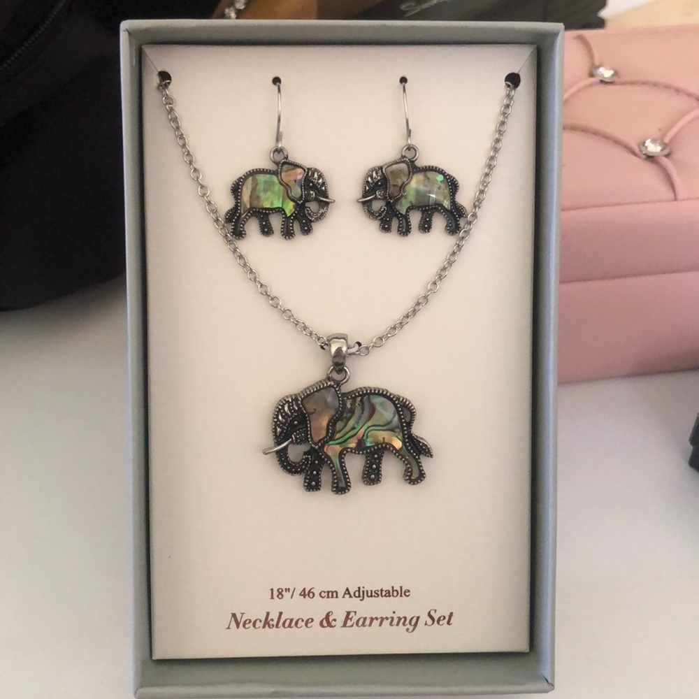 Elephant Necklace & Earring Set